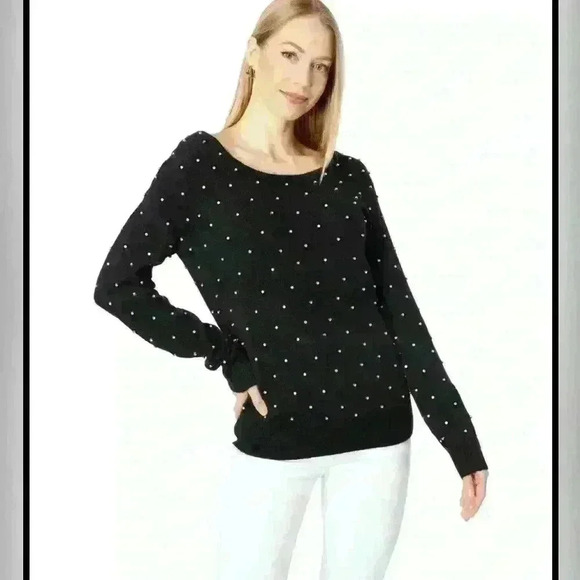 NWT Lilly Pulitzer L Laveta Rhinestone Onyx Sweater. Item# 8T - Picture 1 of 13